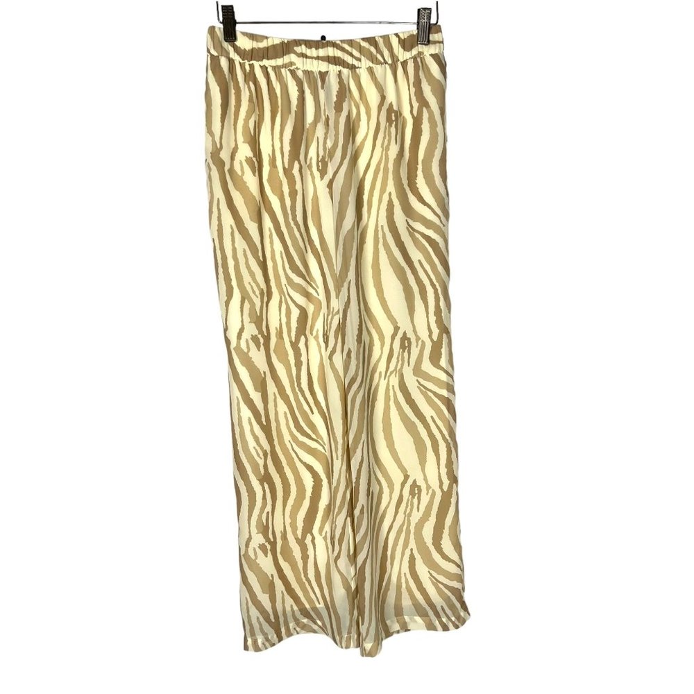 Soft Surroundings Safi Tan Cream Zebra Print Wide Leg Pants XS